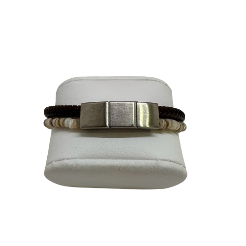 Bracelet cuir brun/pierres naturels