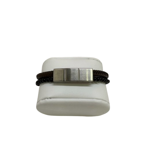 Bracelet cuir brun/pierres naturels