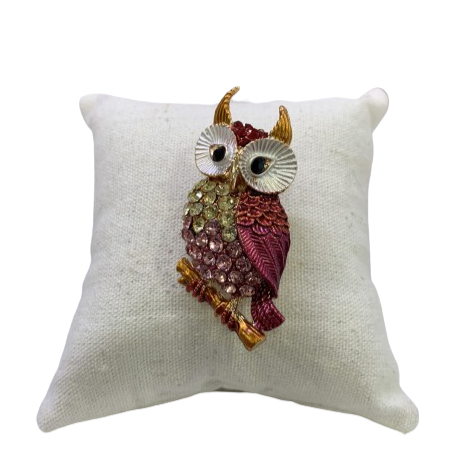 Broche fantaisie Hibou rose