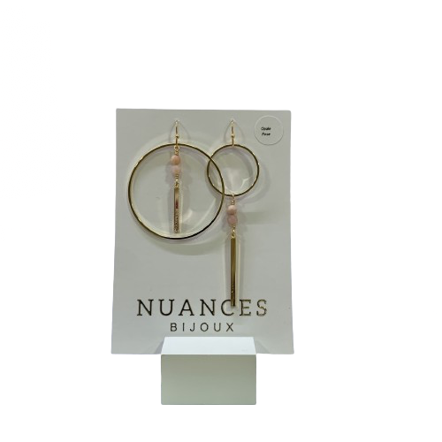 Boucles d'oreilles plaque or/opale rose