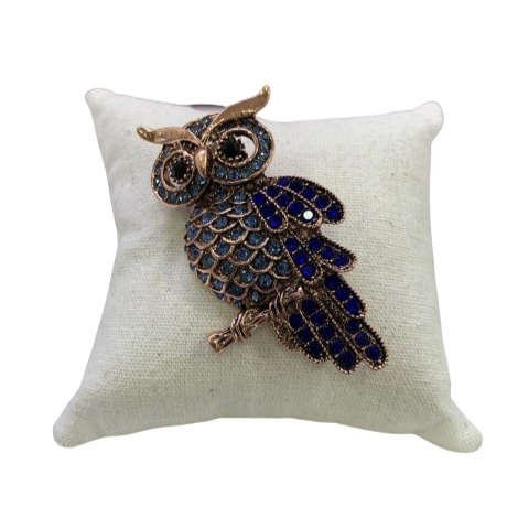 Broche fantaisie Hibou bleu